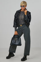 transparentes Leo-Longsleeve, grau-schwarz