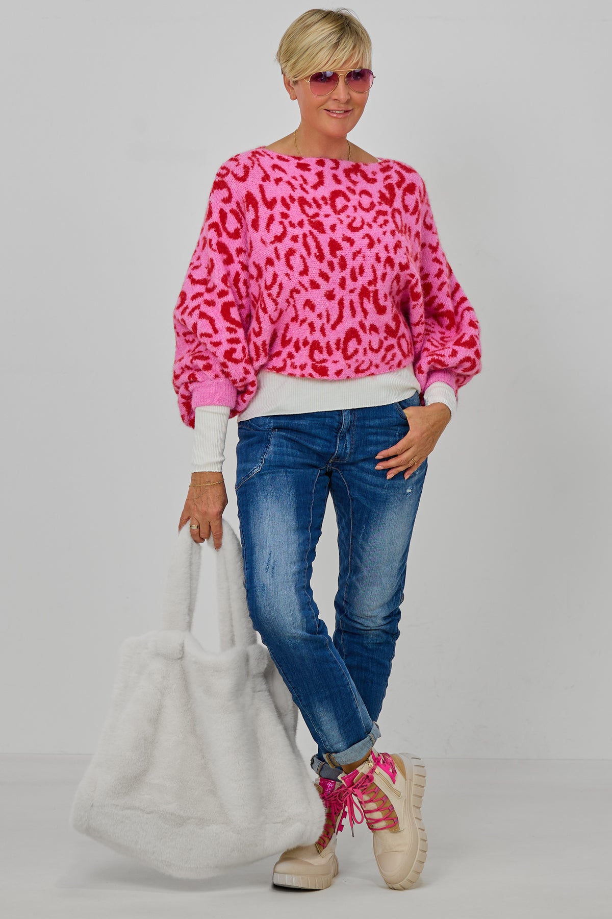 Strickpulli/Überwurf LEO, rosa-rot