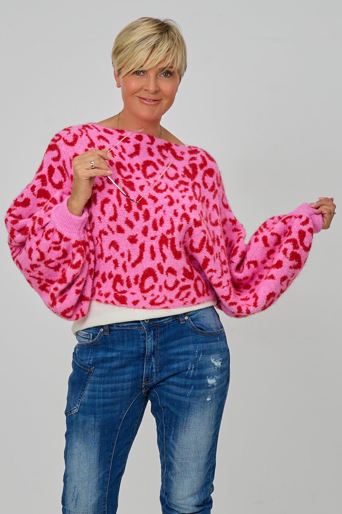 Strickpulli/Überwurf LEO, rosa-rot