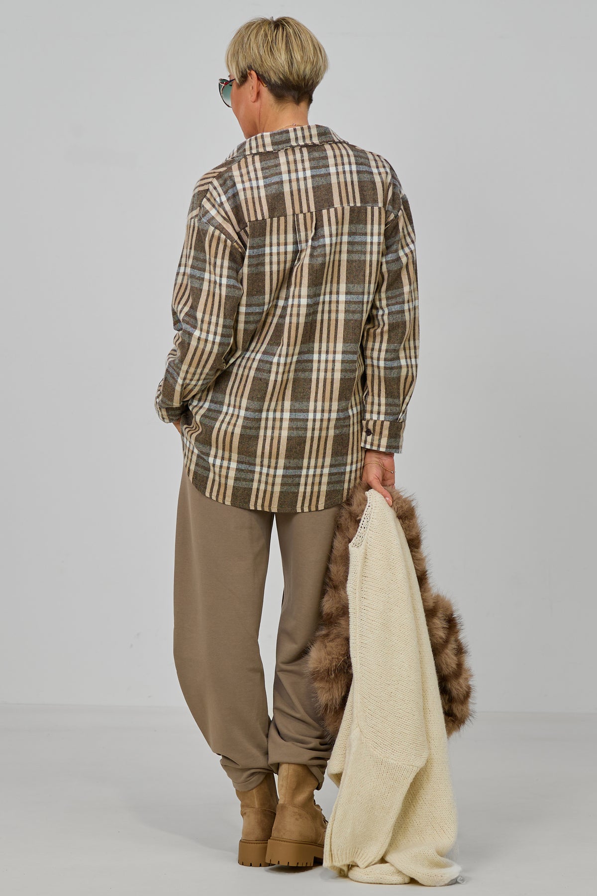 Flanellhemd im Karo-Style, taupe-beige