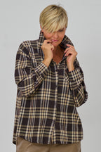 Flanellhemd im Karo-Style, schokobraun-beige