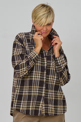Flanellhemd im Karo-Style, schokobraun-beige