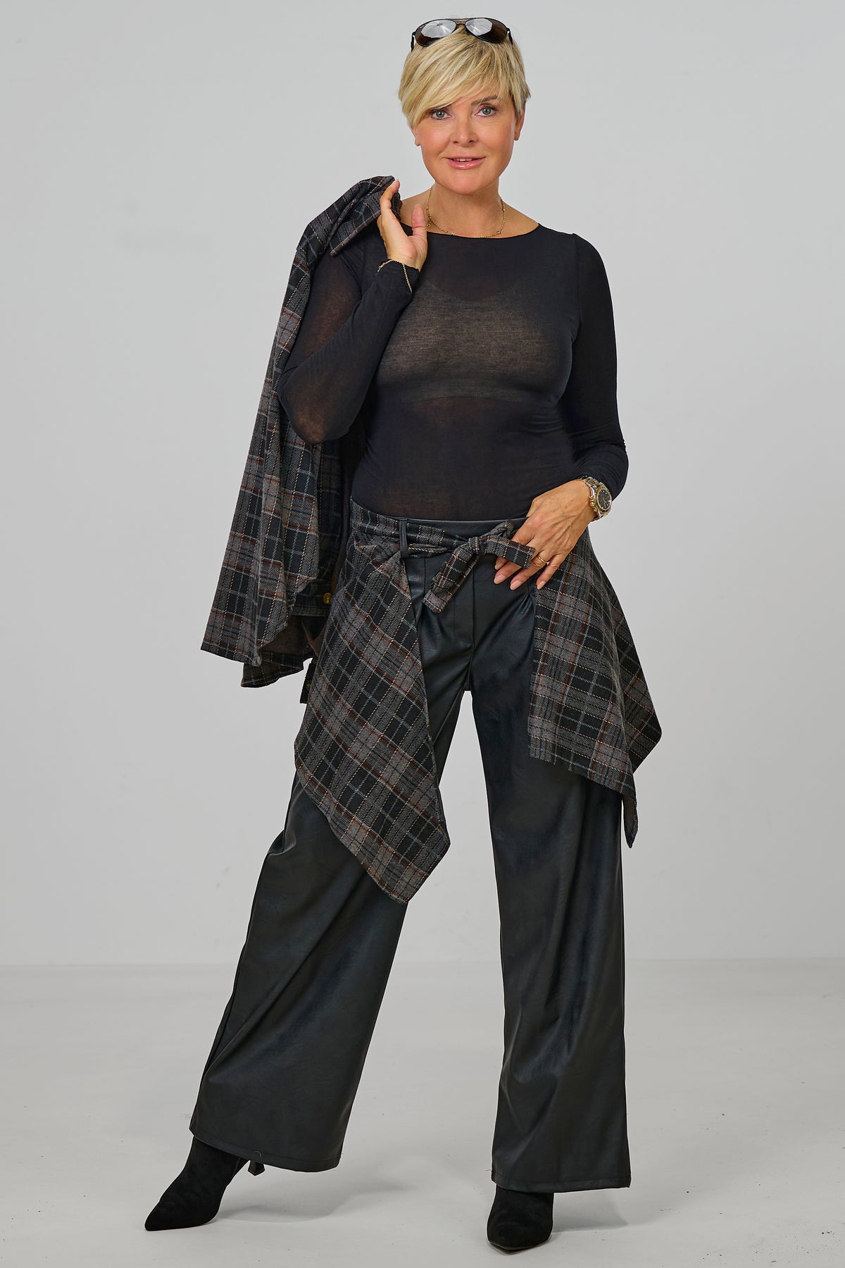 transparentes Longsleeve, schwarz