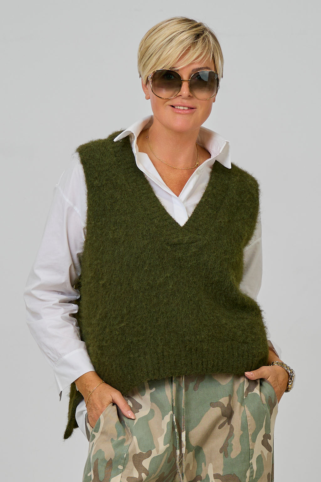 Weicher Pullunder, khaki