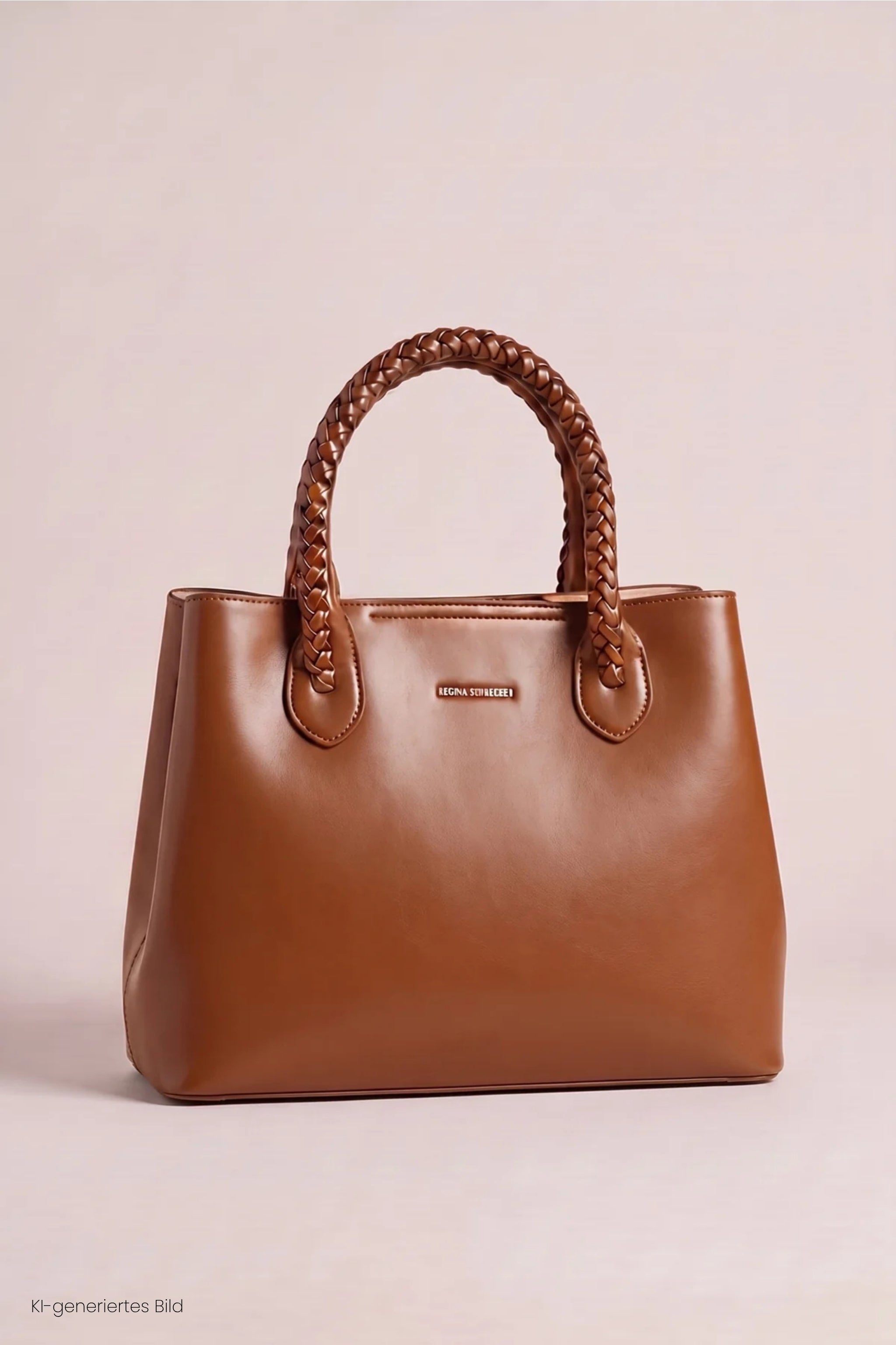 elegante Tasche mit geflochtenem Henkel, camel/hellbraun
