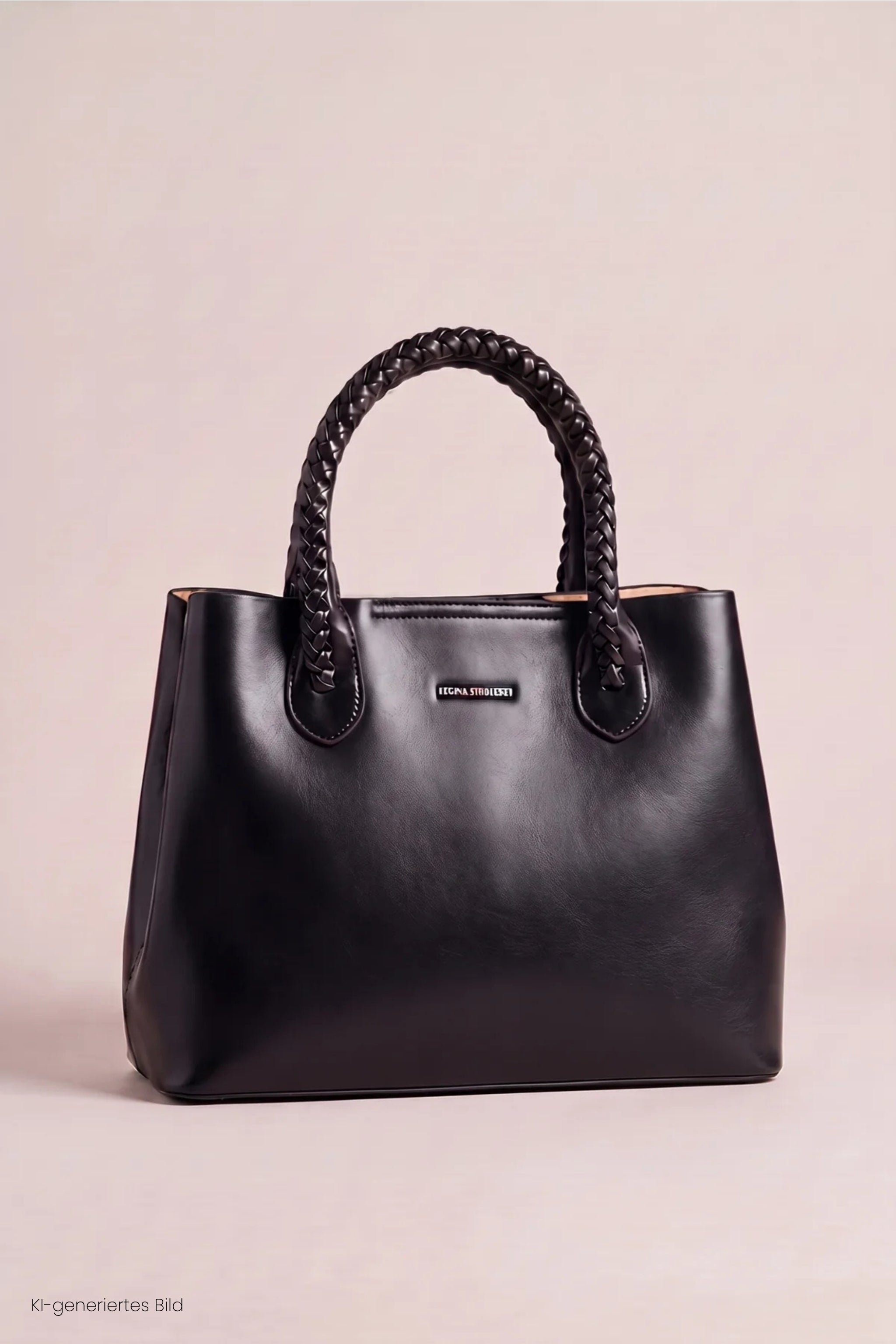 elegante Tasche mit geflochtenem Henkel, schwarz
