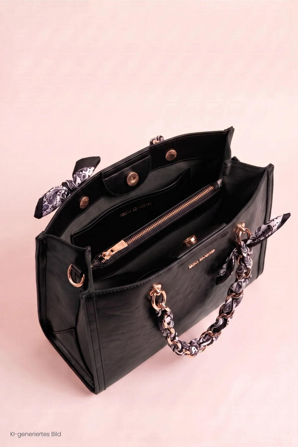 elegante Tasche mit Kettenhenkel, schwarz