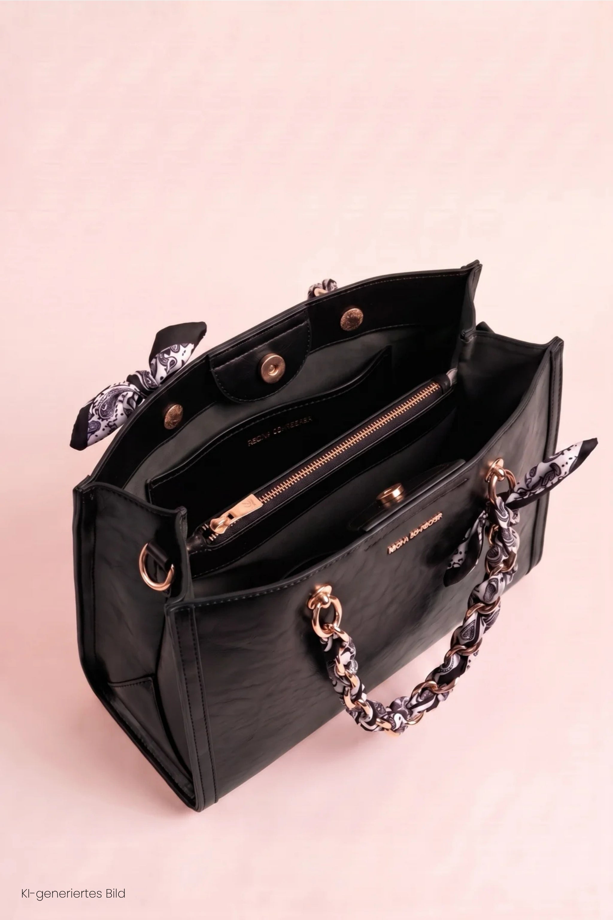 elegante Tasche mit Kettenhenkel, schwarz