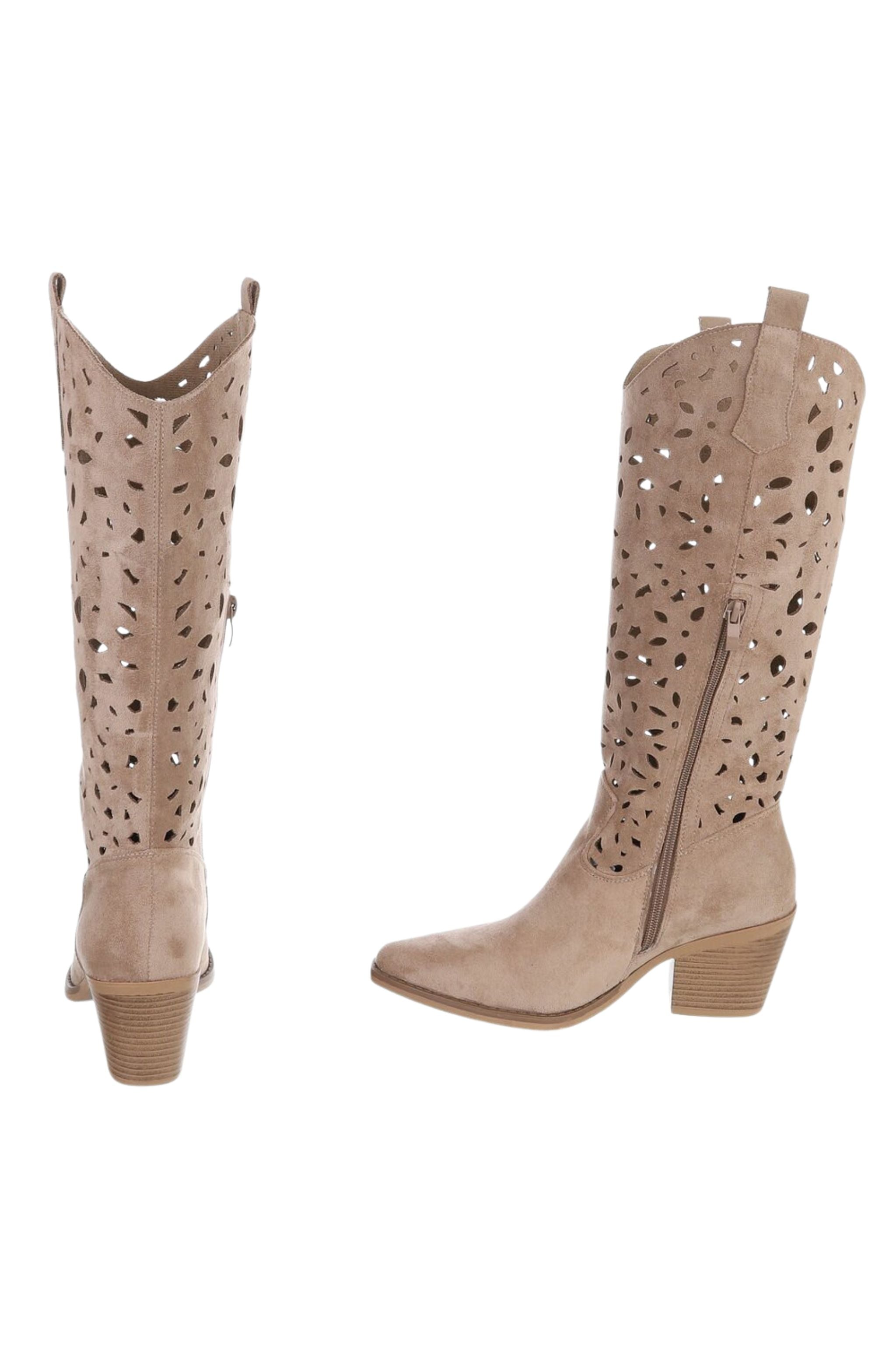 Cowboystiefel mit Cut-Outs, hellbraun