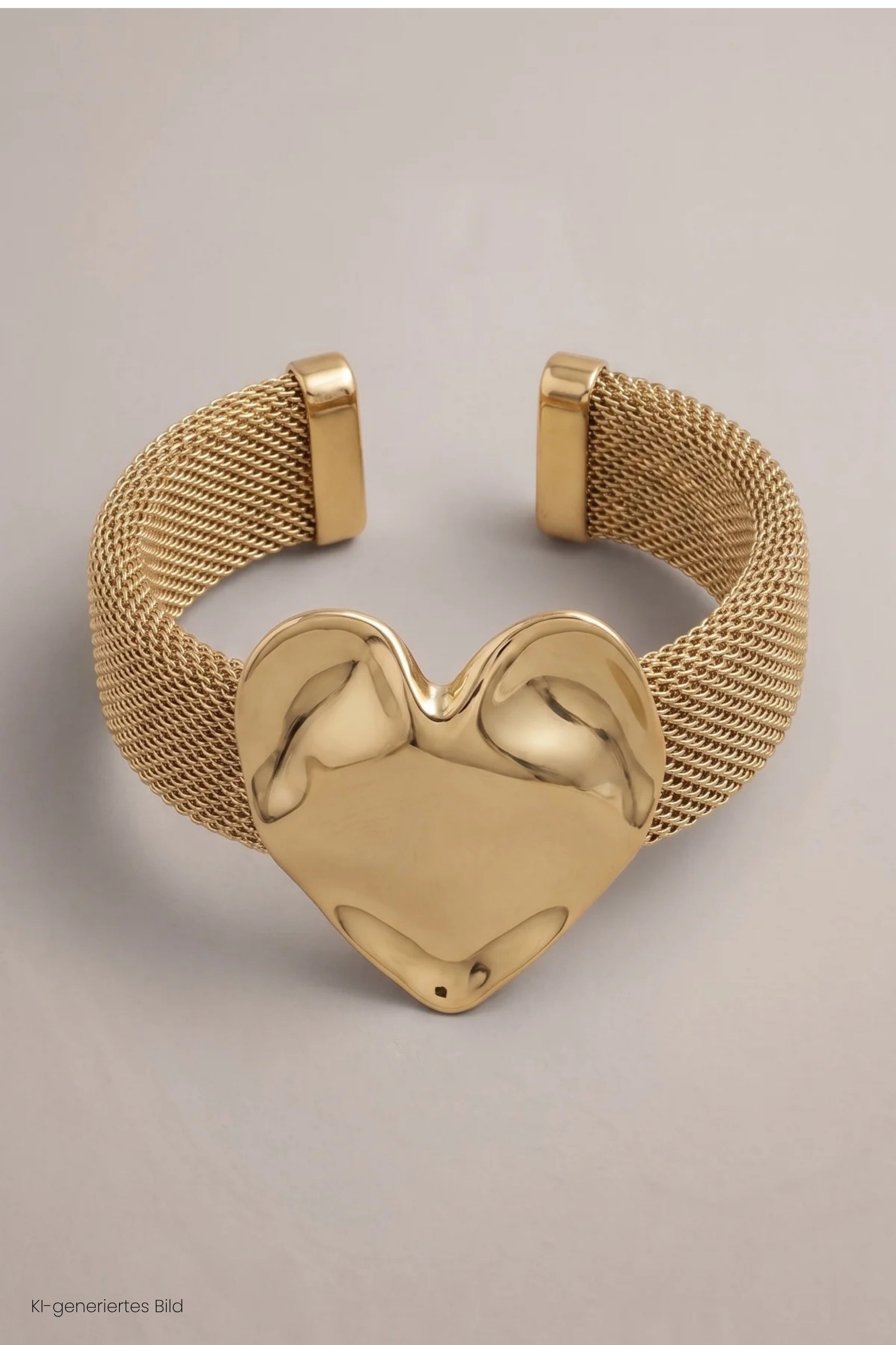 ovaler Armreif mit Herz, gold