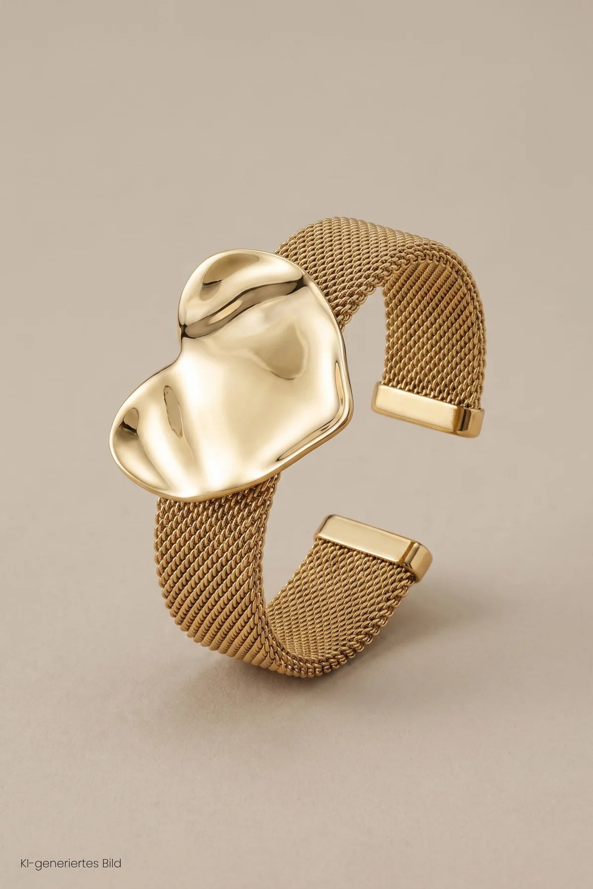 ovaler Armreif mit Herz, gold