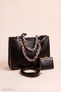 elegante Tasche mit Kettenhenkel, schwarz