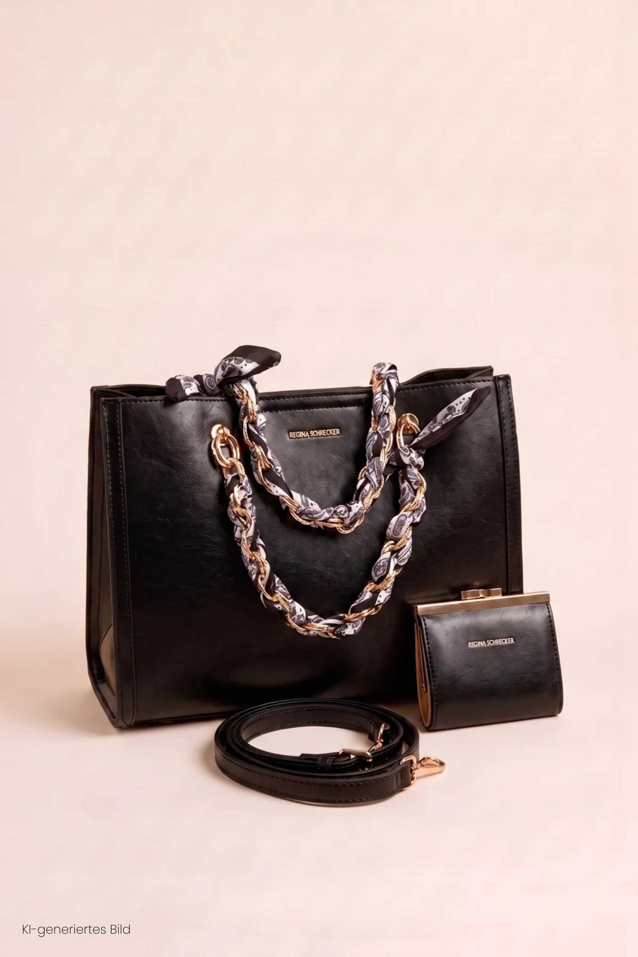 elegante Tasche mit Kettenhenkel, schwarz