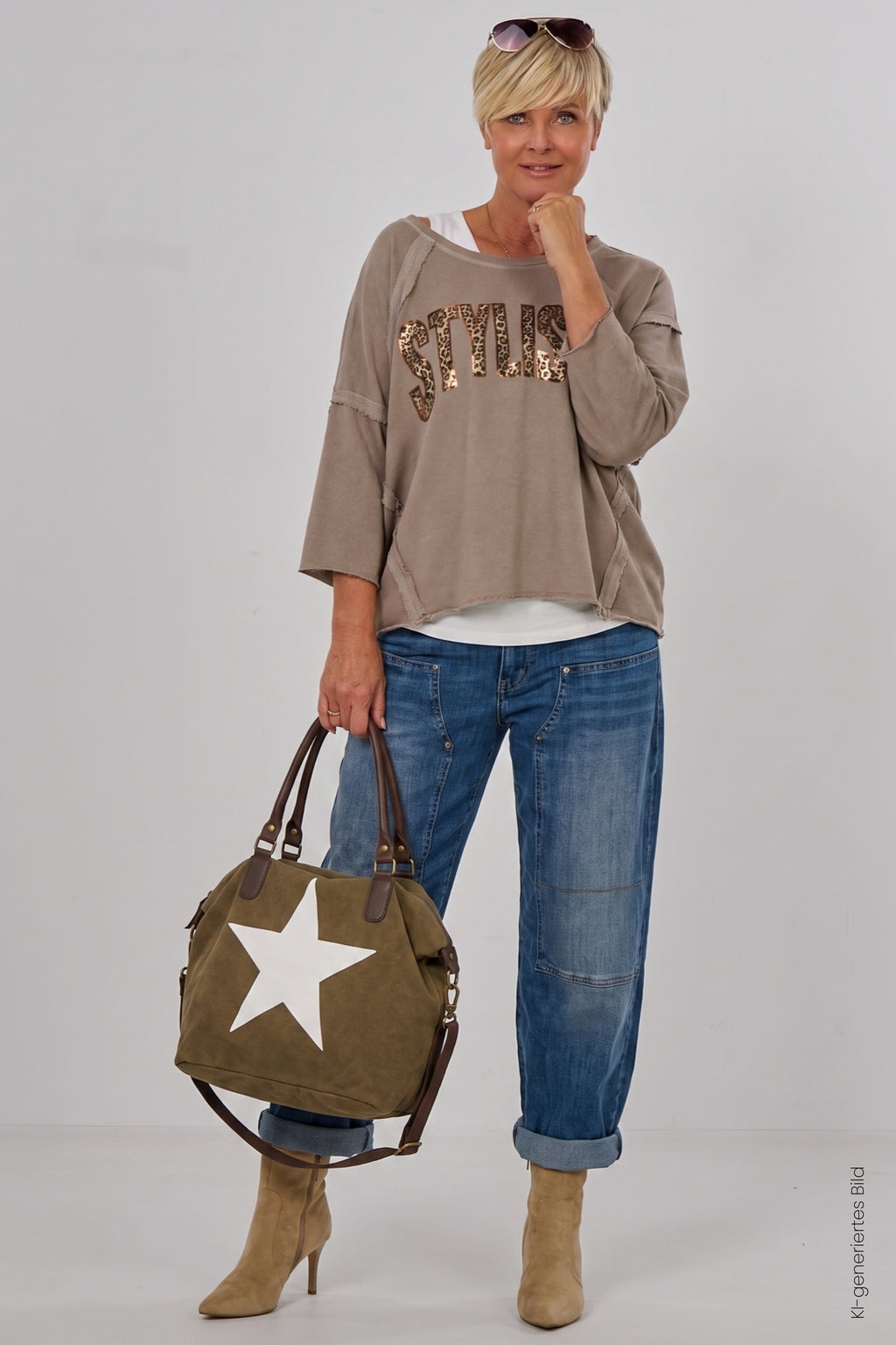 Feinstrick Shirt "STYLISH", taupe