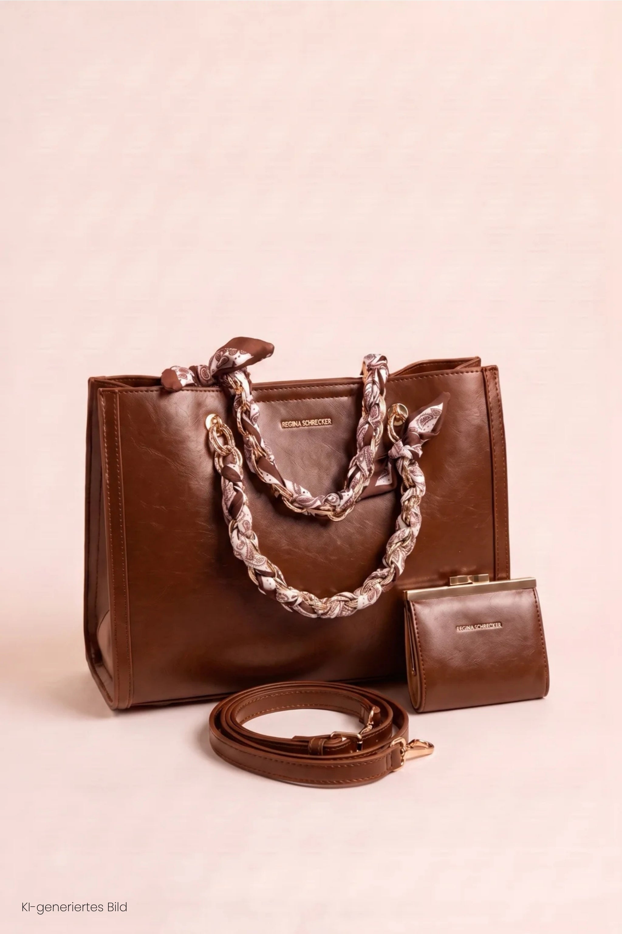 elegante Tasche mit Kettenhenkel, braun