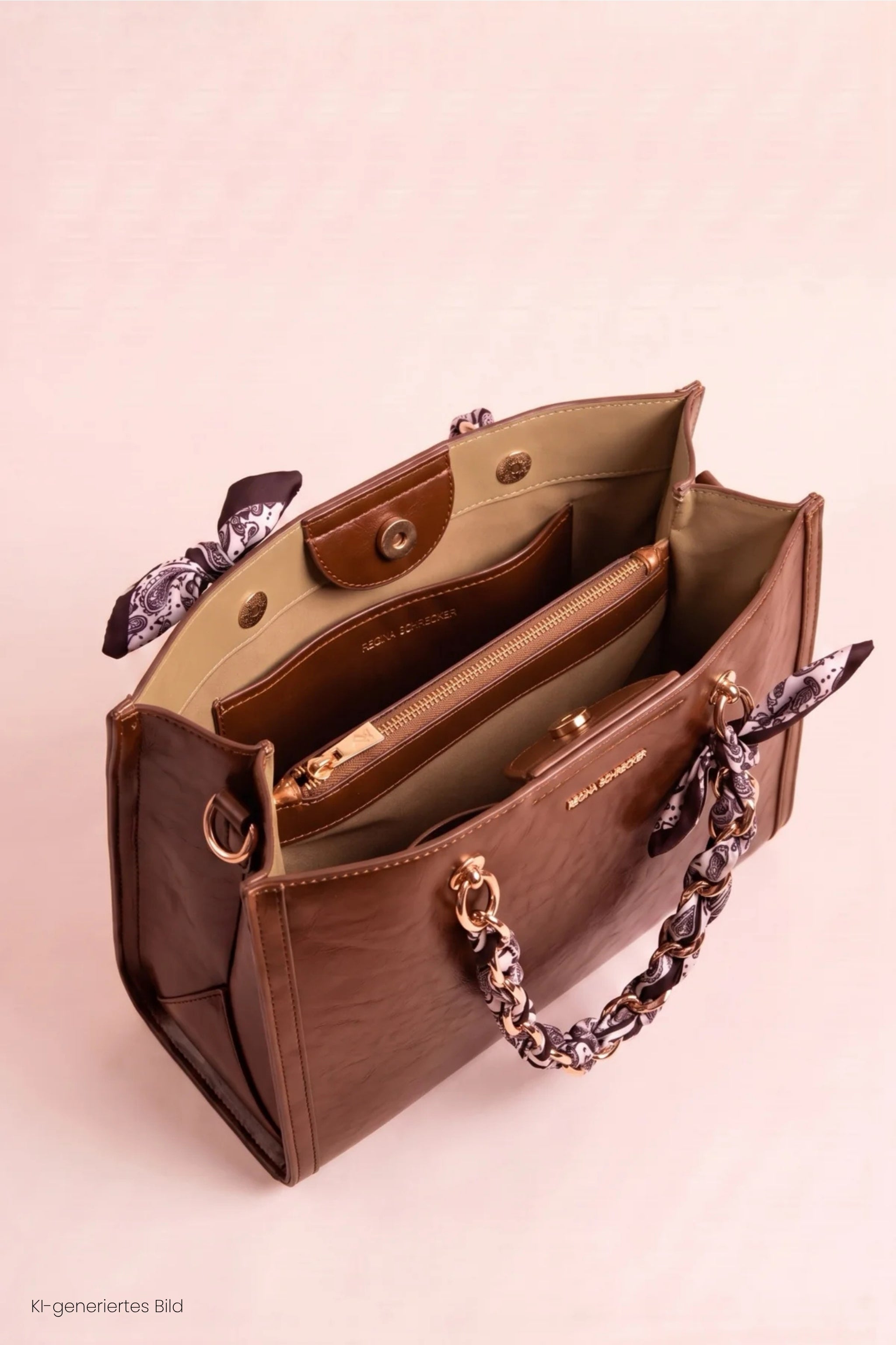 elegante Tasche mit Kettenhenkel, braun