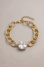 Armband mit großem Stein, gold