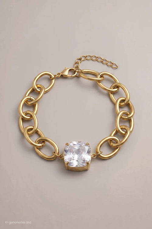 Armband mit großem Stein, gold