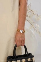 Armband mit großem Stein, gold