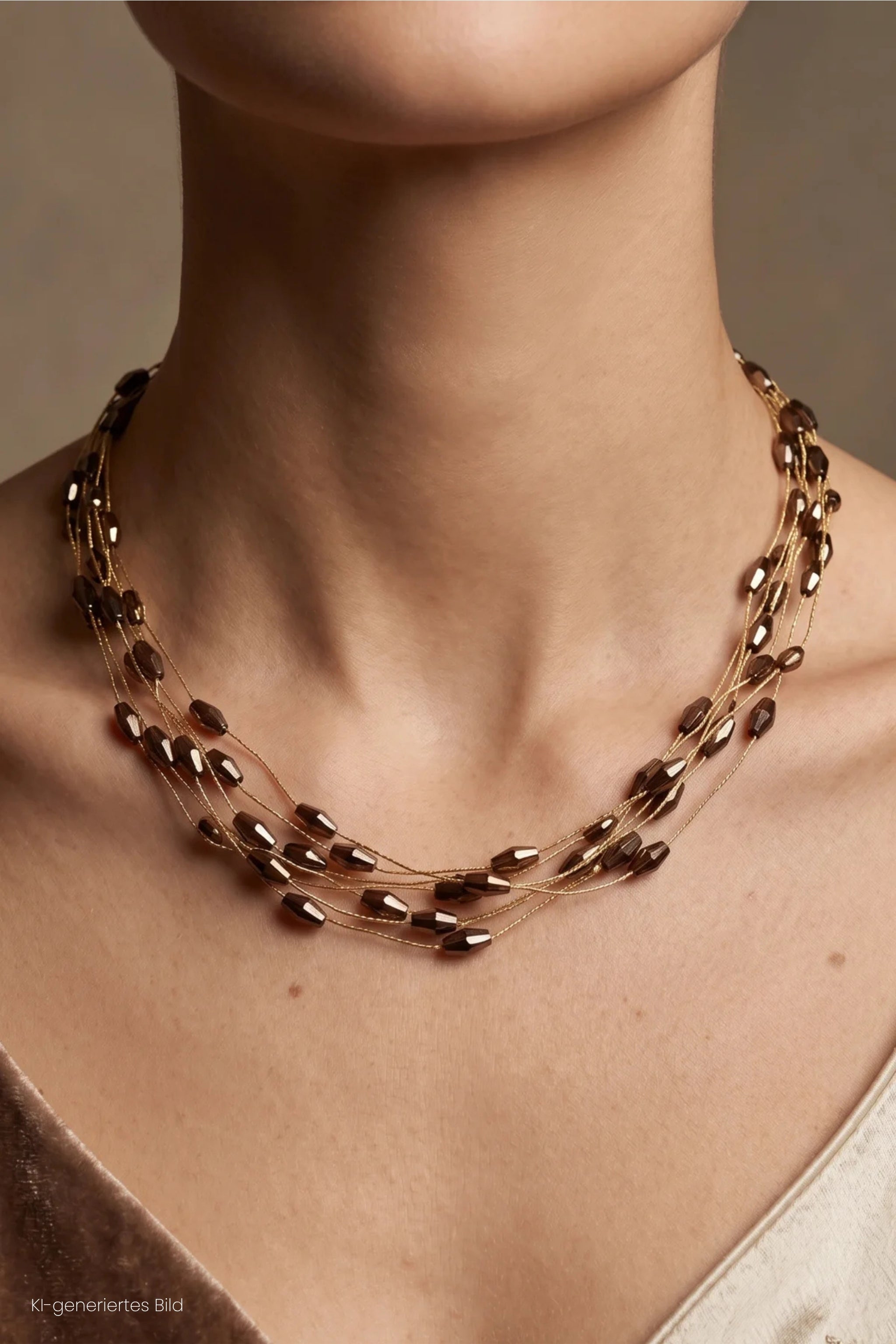 Kette mit Perlchen, mokka-gold