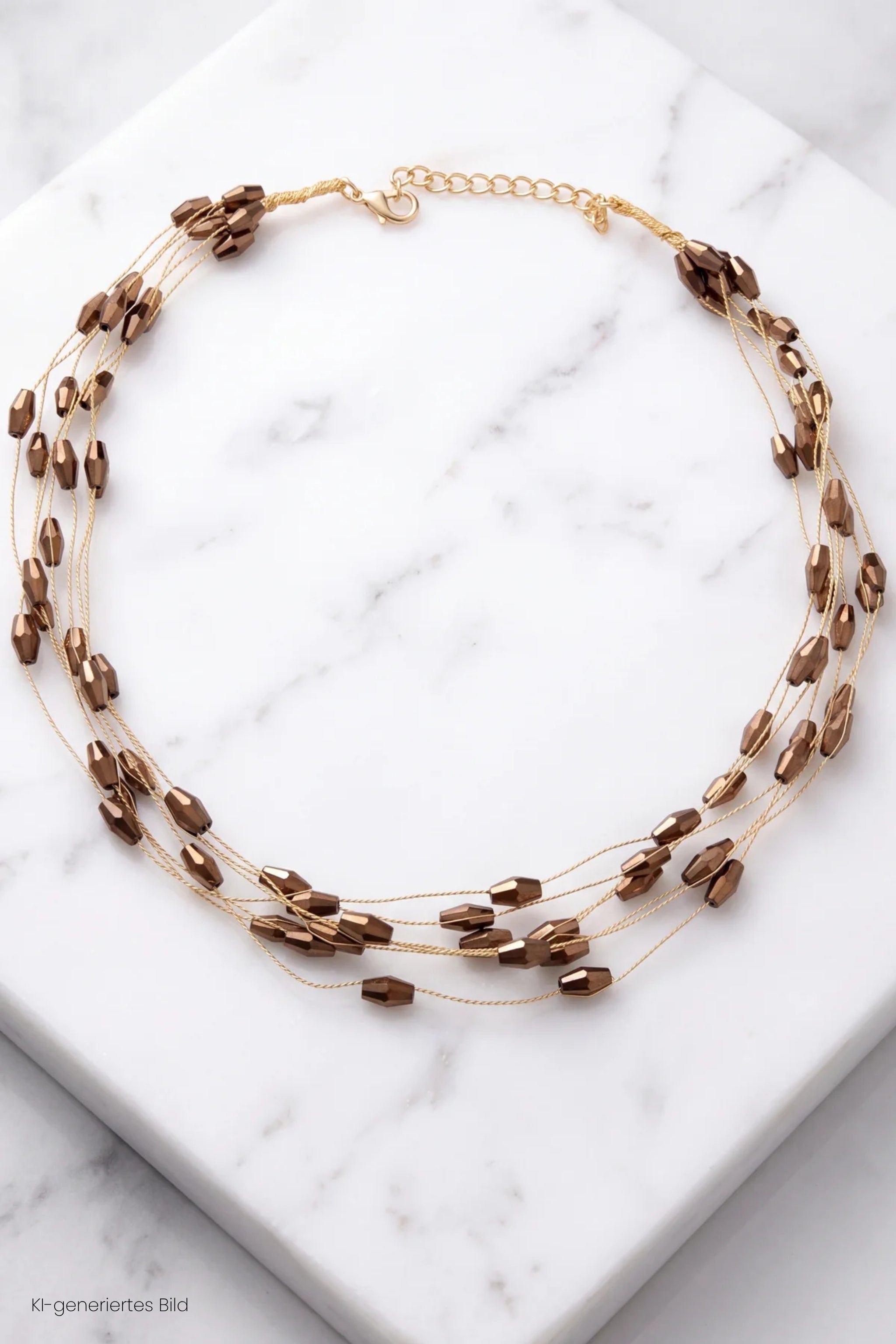 Kette mit Perlchen, mokka-gold