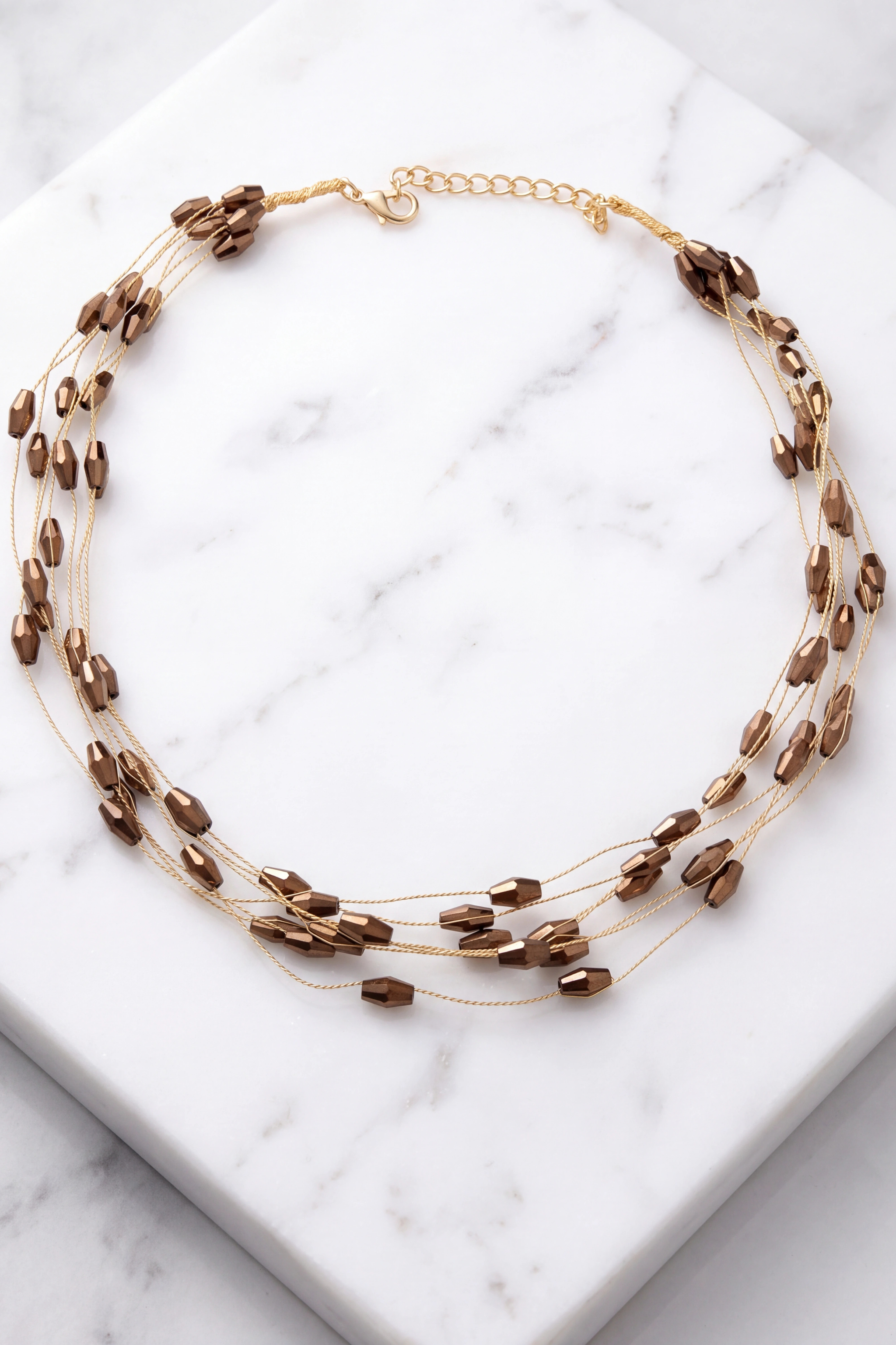 Kette mit Perlchen, mokka-gold
