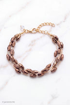 Armband mit Perlchen, mokka-gold