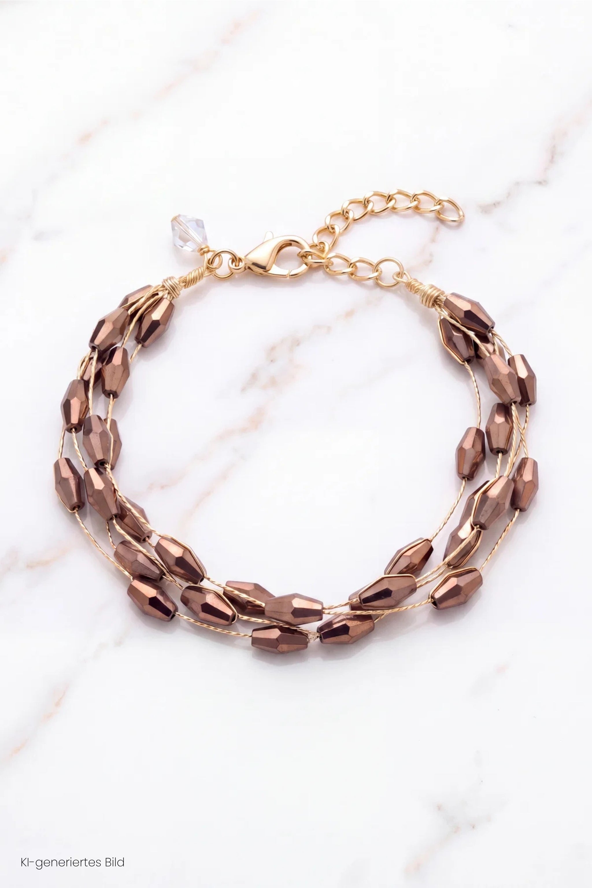 Armband mit Perlchen, mokka-gold
