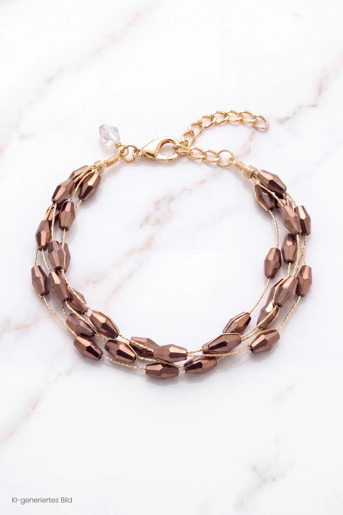 Armband mit Perlchen, mokka-gold