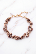 Armband mit Perlchen, mokka-gold
