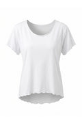 Basic Shirt mit leicht gewellten Abschlüssen - klein, weiß