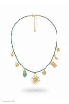 Kette mit Anhängern, türkis-gold