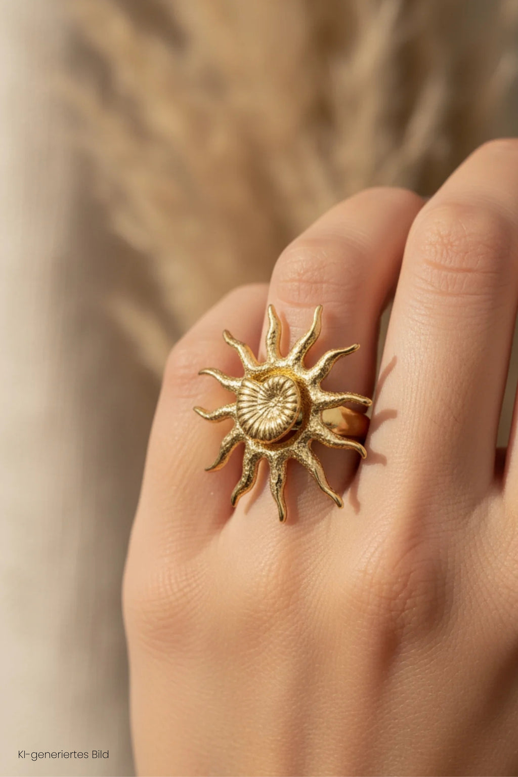 Ring mit Sonne und Muschel, gold