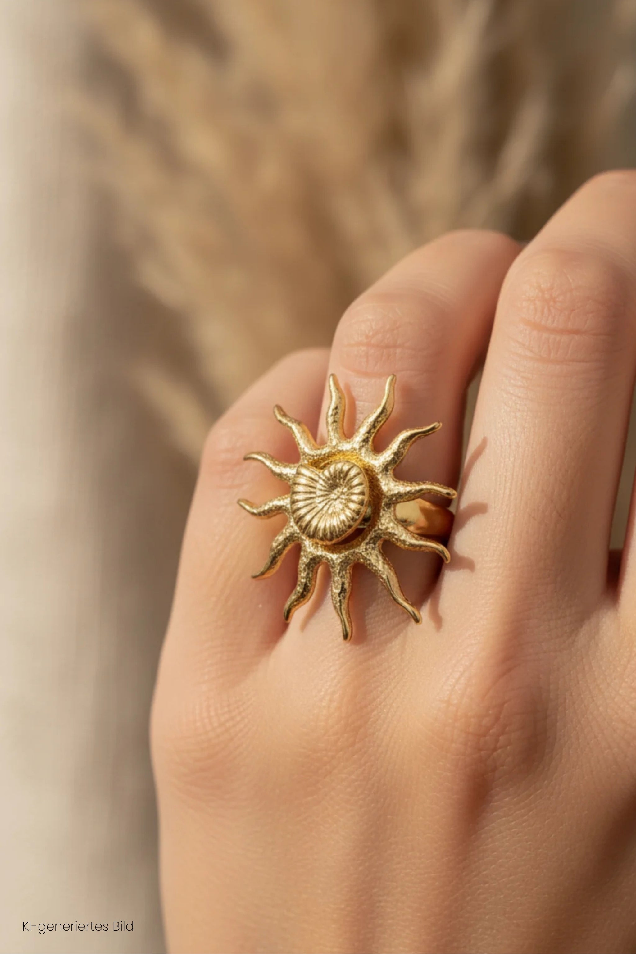 Ring mit Sonne und Muschel, gold