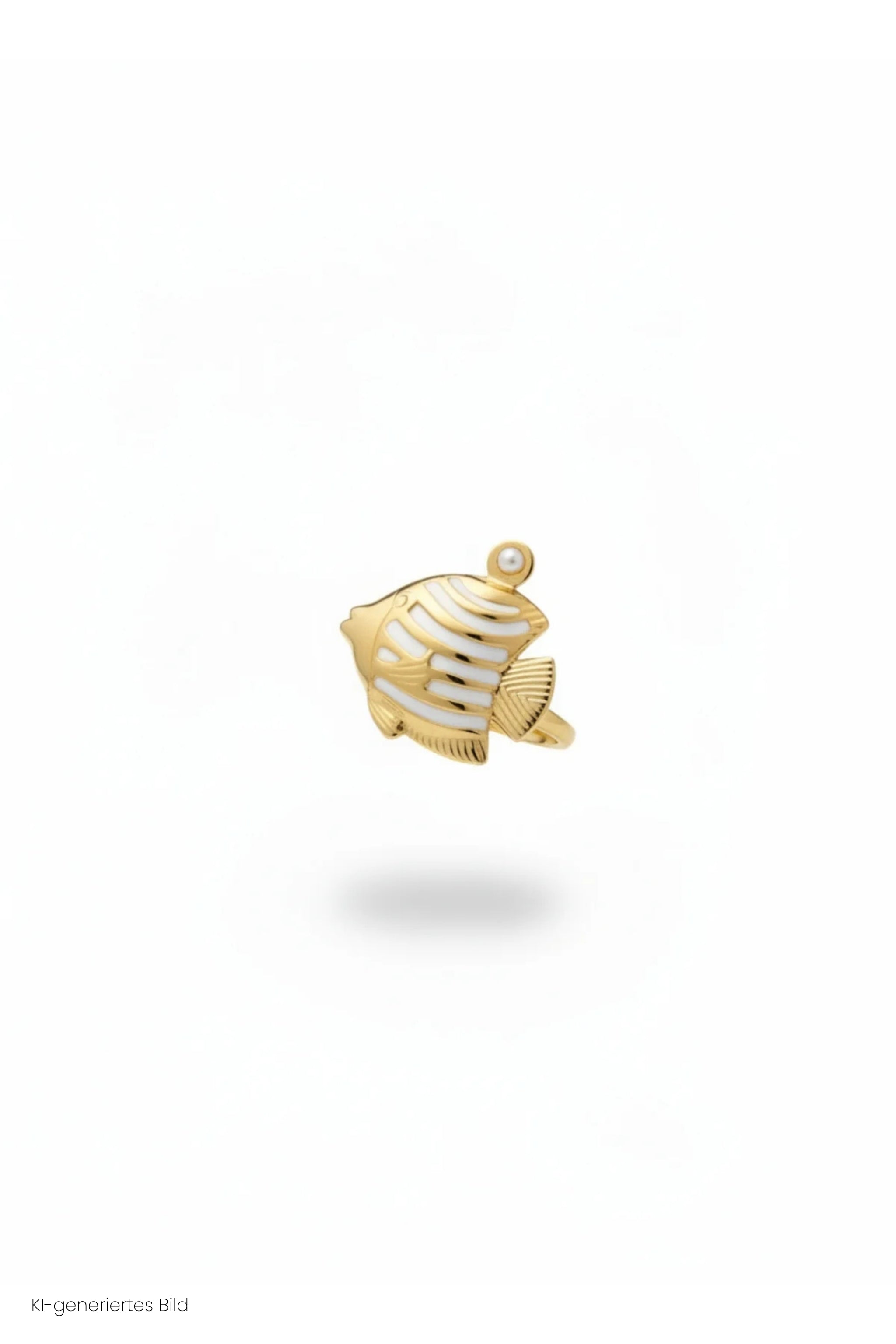 Ring mit Fisch, gold-perlmuttweiß