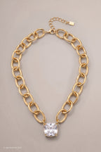 Kette mit großem Stein, gold
