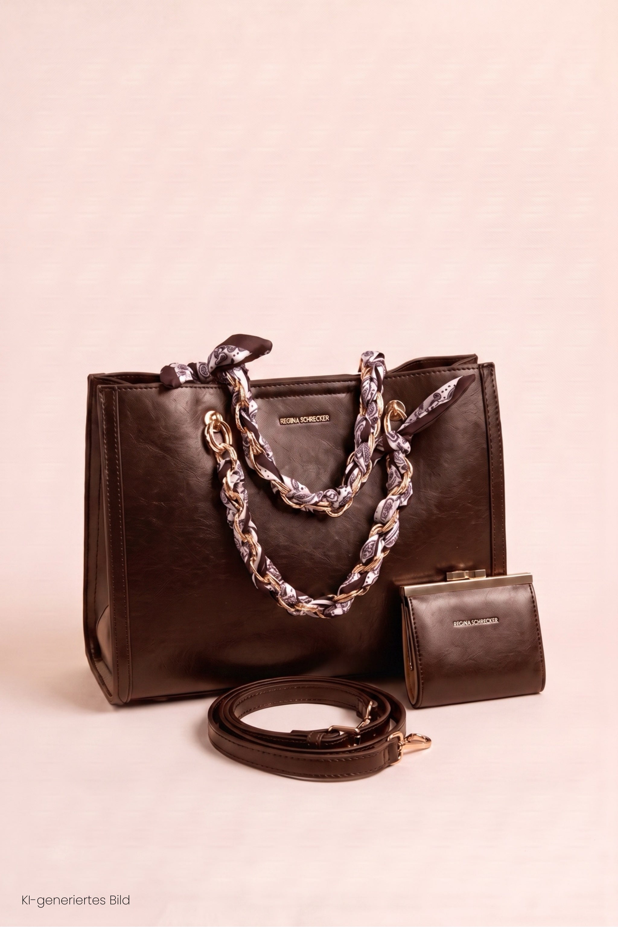elegante Tasche mit Kettenhenkel, dunkelbraun