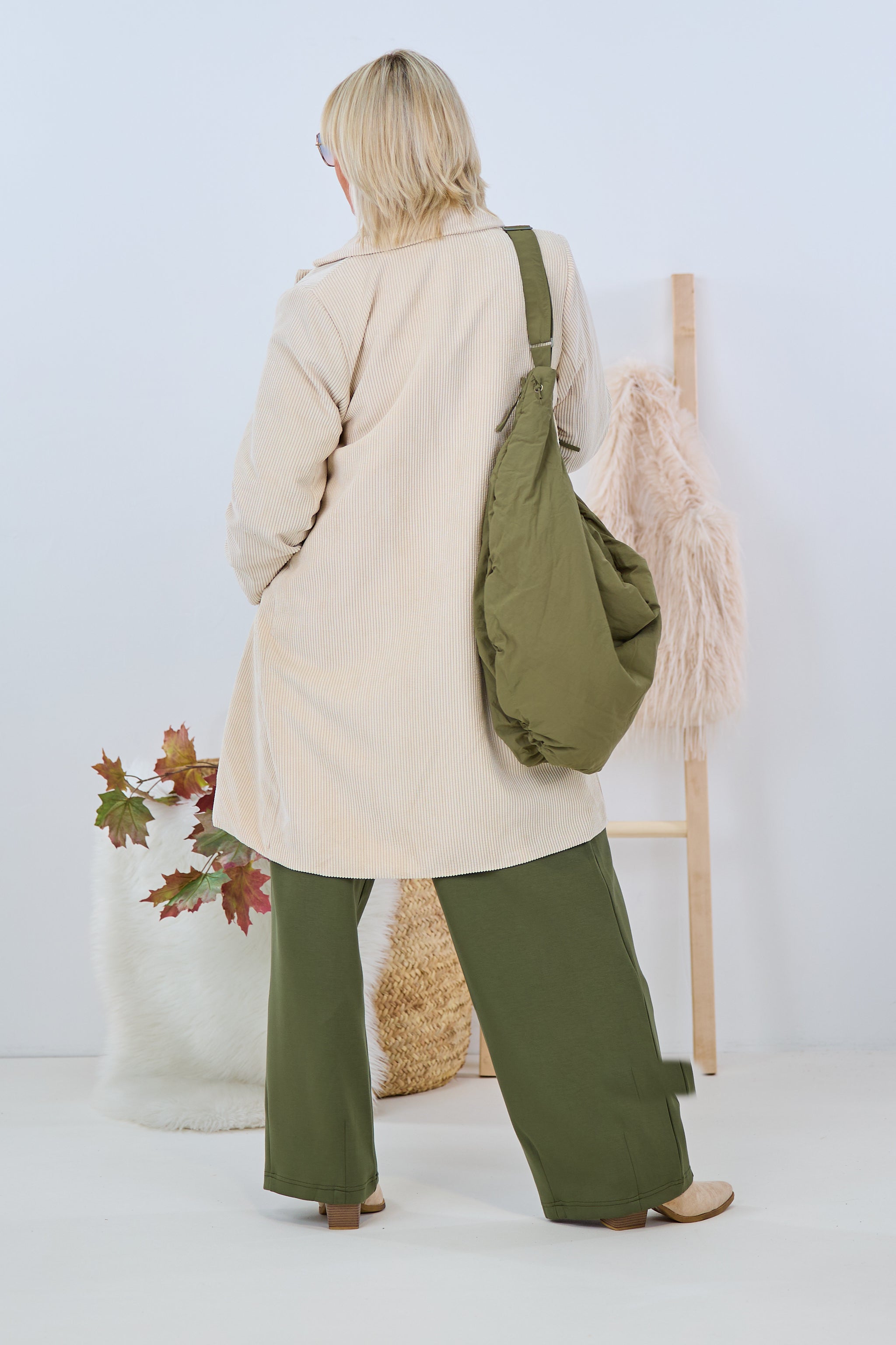 oversized short coat, beige