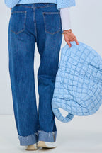 High waist wide leg jeans, denim
