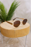 Coole Sonnenbrille mit Metallbügel, gold-braun