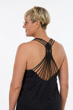 Top mit besonderem Rückenausschnitt, schwarz