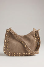 Kleine Tasche mit Nieten, taupe