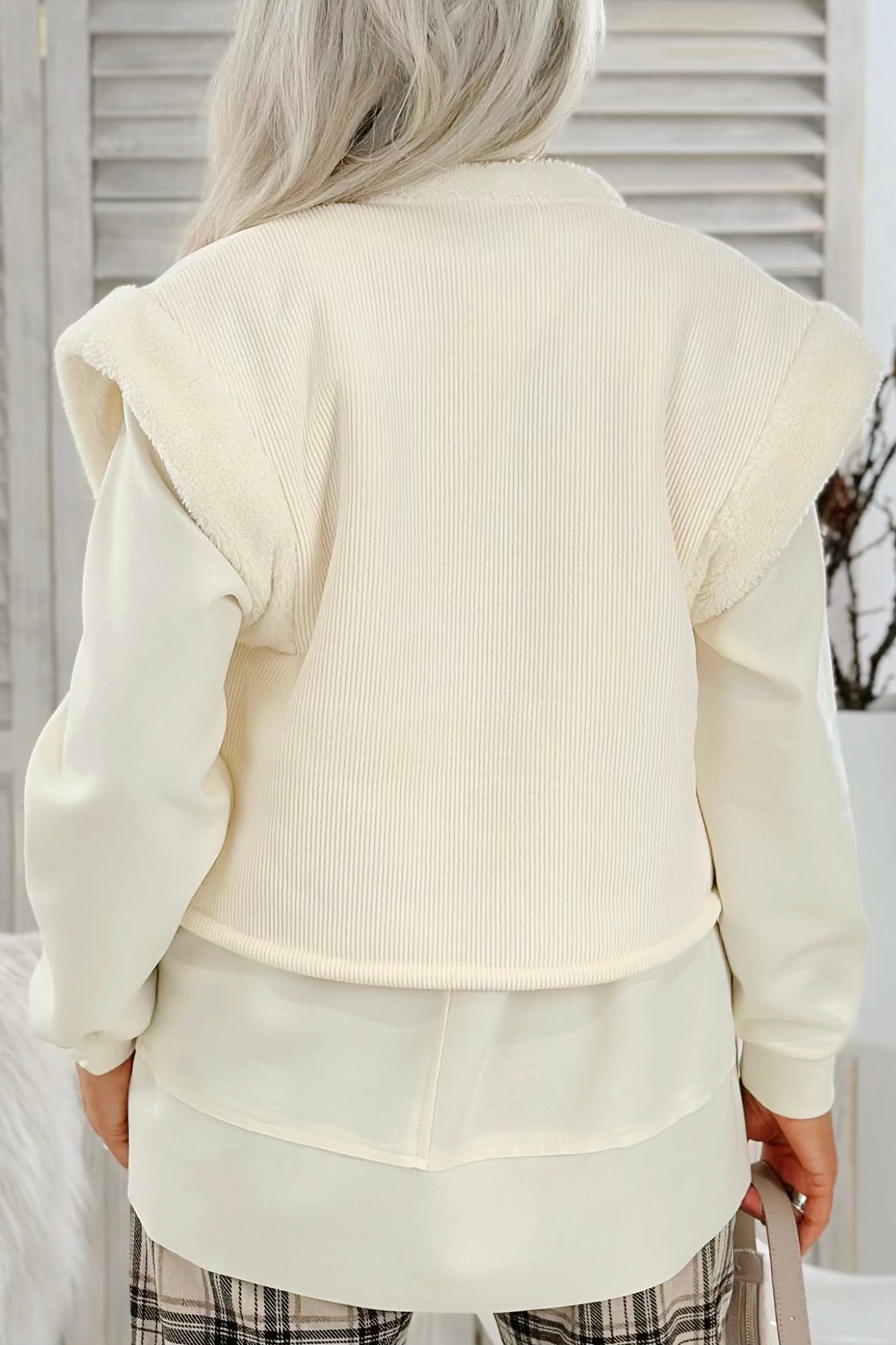 Weiche Weste mit Fell, ecru