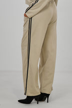 Joggpants mit seitlichen Streifen, stein-schwarz