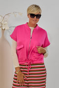 Cozy Weste mit Kordelzug, pink