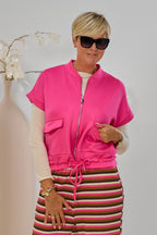 Cozy Weste mit Kordelzug, pink