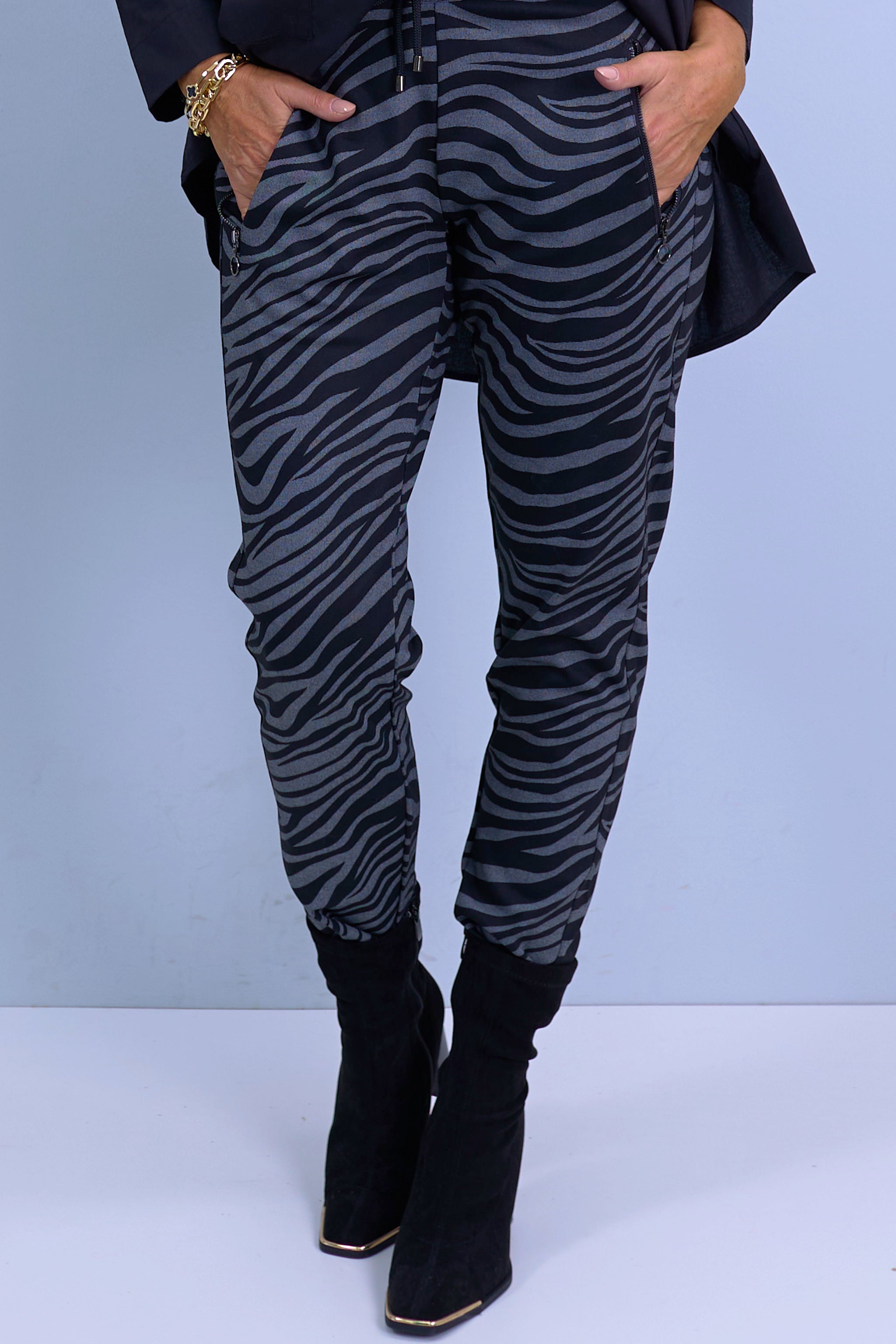 Zebra-Hose, schwarz-grau