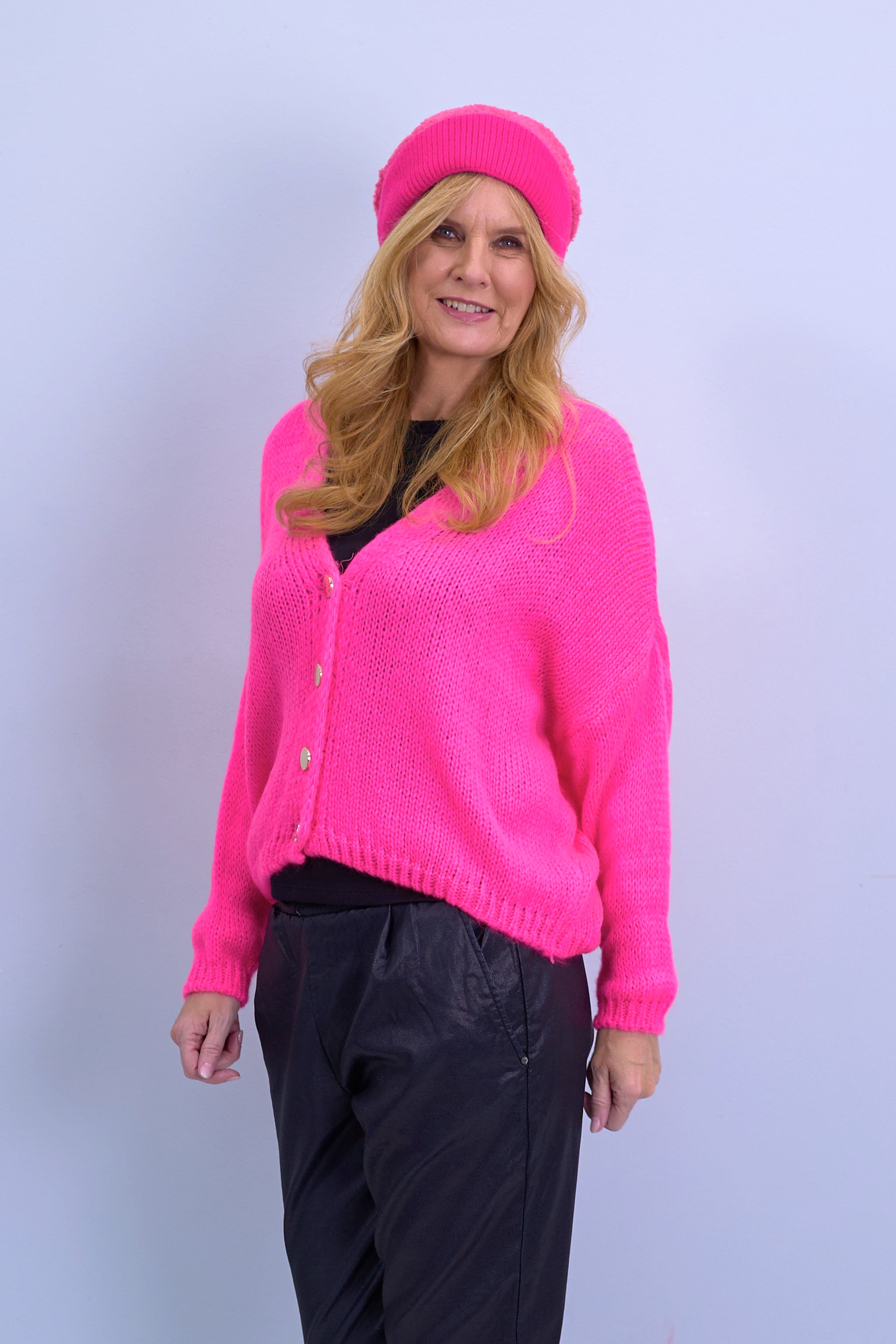 Hot pink sale chunky knit sweater