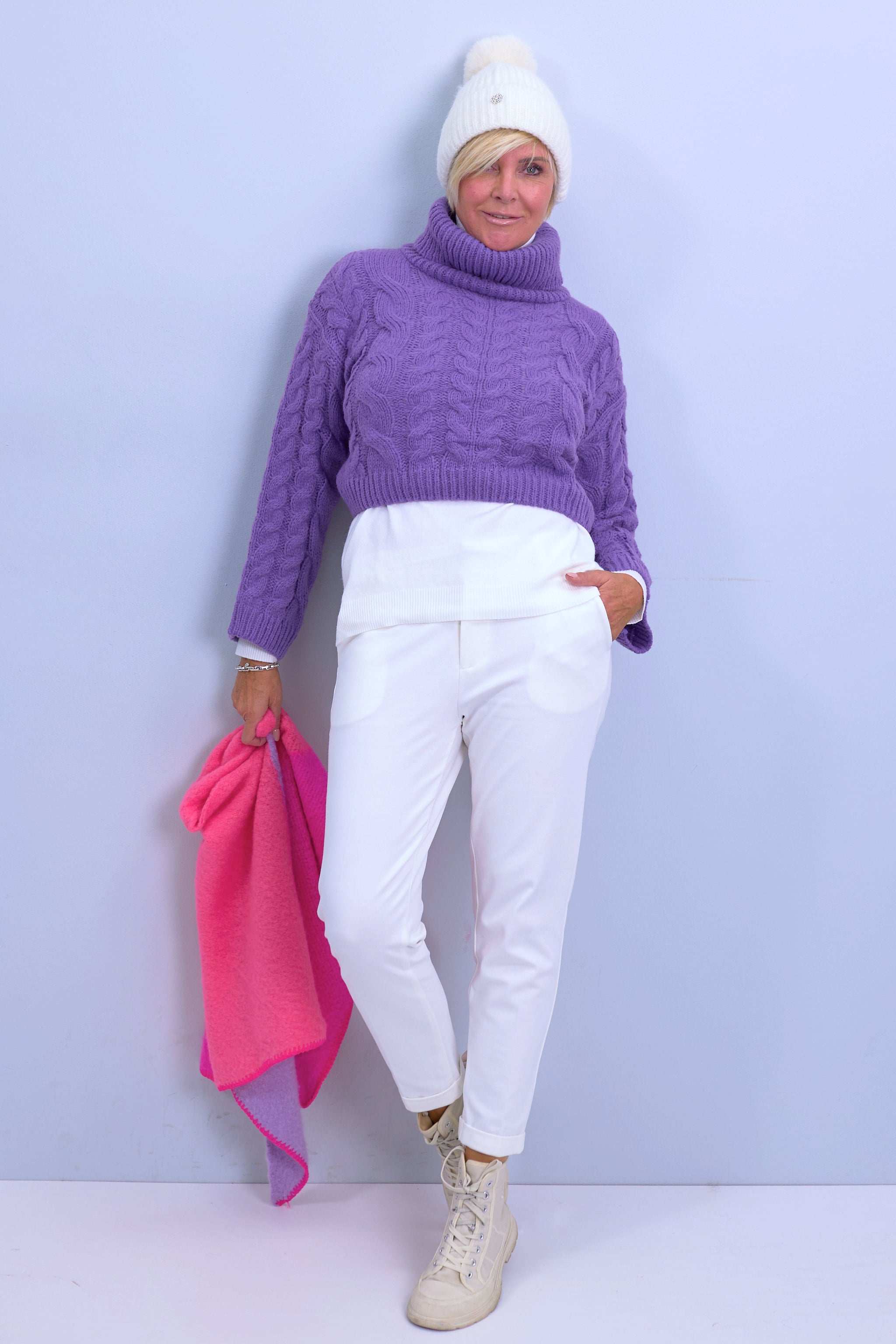 Purple crop top on sale sweater