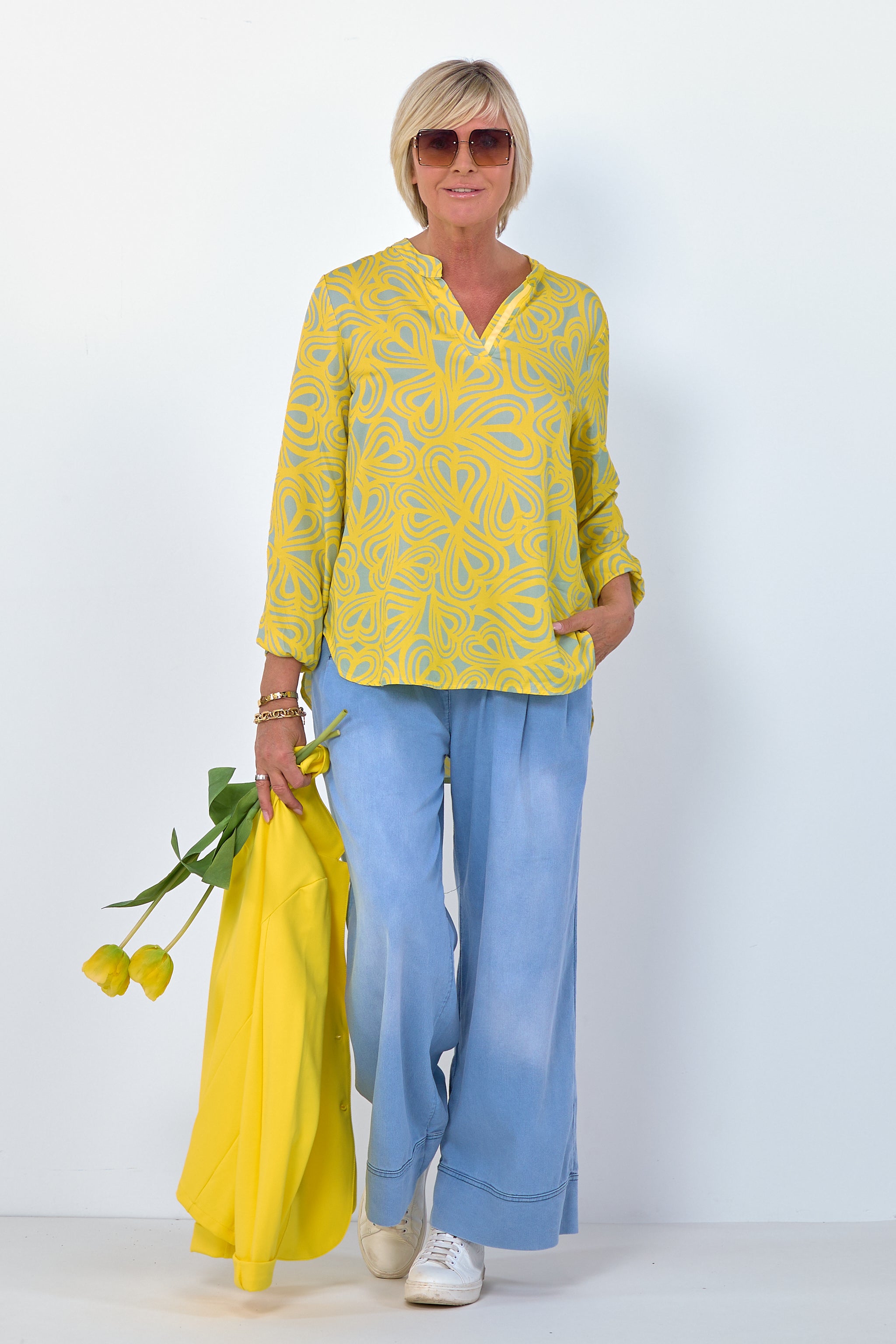Damen Bluse mit Muster gelb TLD GmbH